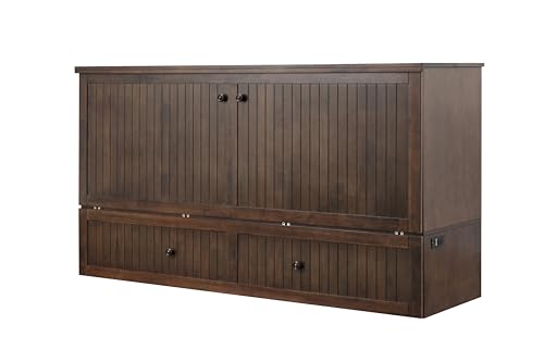 Mega Solutions Murphybedz Tuscany Murphy Cabinet Chest Bed with Charging Station 6 Inch, King (Tobacco)