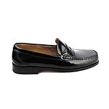  Hombres Mocasines Zapatos Zapatos Casuales de Cuero Negro Mocasines para Hombres de Trabajo Royal Flex A (45)