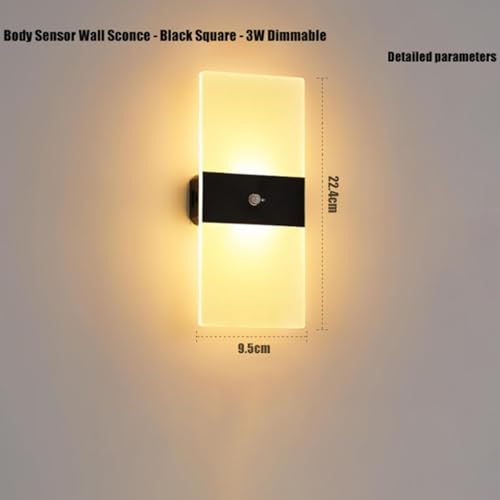 Luz de pared interior para dormitorio aplique LED con sensor movimiento pilas recargable 5
