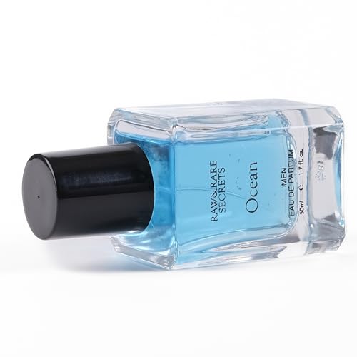 Raw&Rare Secrets Ocean Perfume for Men Long Lasting Smell With Lemon, Bergamot, Jasmine, Amber, Cedar and Sandalwood Notes | EDP Perfume for Men | Skin Friendly & Travel Friendly Mens Perfume | 50 ML