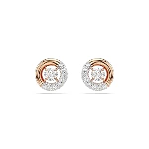 Swarovski Dextera Stud Earrings, Round Cut, White, Rose Gold-Tone Plated