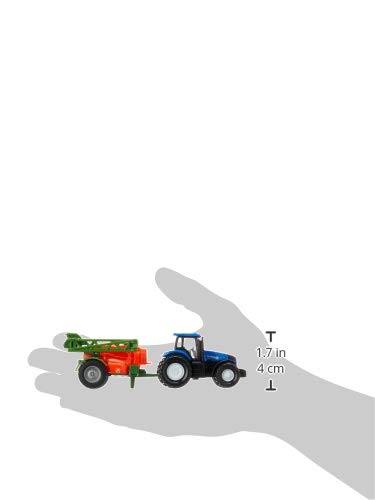 siku 1668, New Holland Traktor mit Feldspritze, Metall/Kunststoff, Blau/Orange, Bewegliches Spritzgestell
