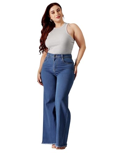 Image of Miss Chase A+ Women's High Rise Regular-Length Stretchable Denim Wide-Leg Shaping Jeans