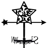 INFUNLY Star Weather Vane Lace Flower Weathervanes Stars Metal Wind Vane Wind Indicator Direction Hand-Finished Iron Weather Vanes Sign for Roof Garden Outdoor Courtyard Farmhouse Decor 14.1×10.4Inch