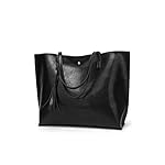 Dreubea Women's Soft Faux Leather Tote Shoulder Bag from, Big Capacity Tassel Handbag