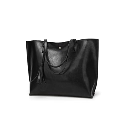 Dreubea Women’s Soft Faux Leather Tote Shoulder Bag from, Big Capacity Tassel Handbag