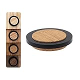 EVI Herrajes | Fermaporta in Legno | Legno di Quercia con Gomma Nera | Ø47x16mm | Installazione Adesiva | Ottimo per il parquet | Mod.20345X12