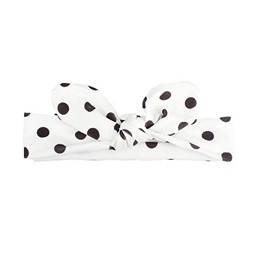 Preisvergleich Produktbild SQUAREDO Baby Mädchen Kleinkind Schleife Stirnband Turban Punkte Knoten Kaninchen Haarband Kopfbedeckung, weiß, 18.5 cm