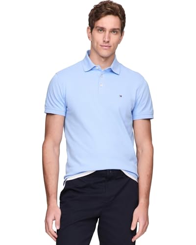 Image of Tommy Hilfiger Men's Short Sleeve Polo Shirts in Regular Fit With Stretch and Organic Pique Cotton
