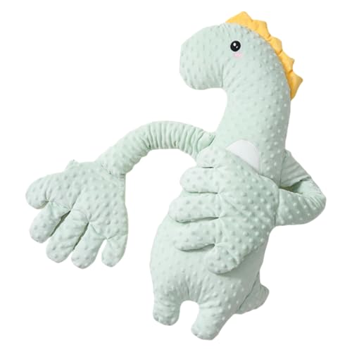 YQYQYベビースリープピロー、夜間泣き防止、動物型のベビースリープパーム、柔らかく通気性があり、汗をかきにくい、心地よい枕、洗える誕生日プレゼント (グリーン・ダイナソー,25*68cm)