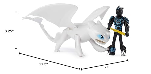Image of DreamWorks Dragons, Lightfury and Hiccup, Dragon with Armored Viking Figure, for Kids Aged 4 and Up
