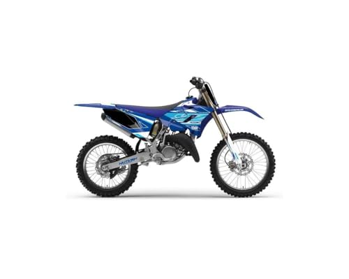 Kit deco moto cross Yamaha 125 YZ bleu outline stickers graphiques