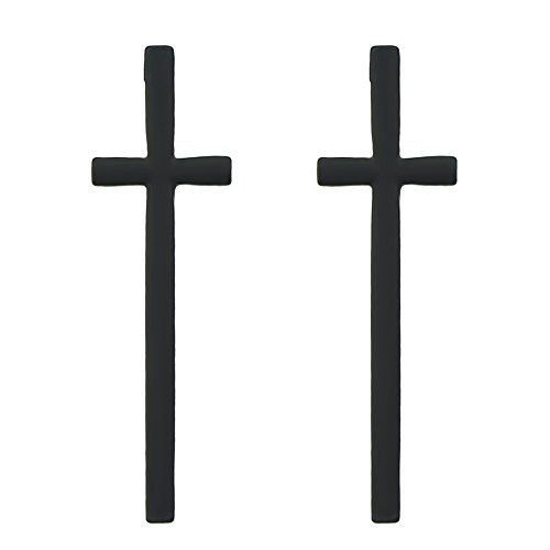 Feelontop Chic Vintage Punk Gothic Style Cute The Cross Ear Stud Earrings (Black)