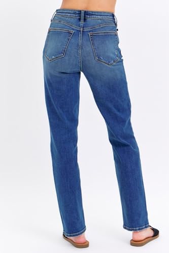 Judy Blue High-Waist Straight Leg Jeans – Medium Wash for Everyday Comfort 8601-2