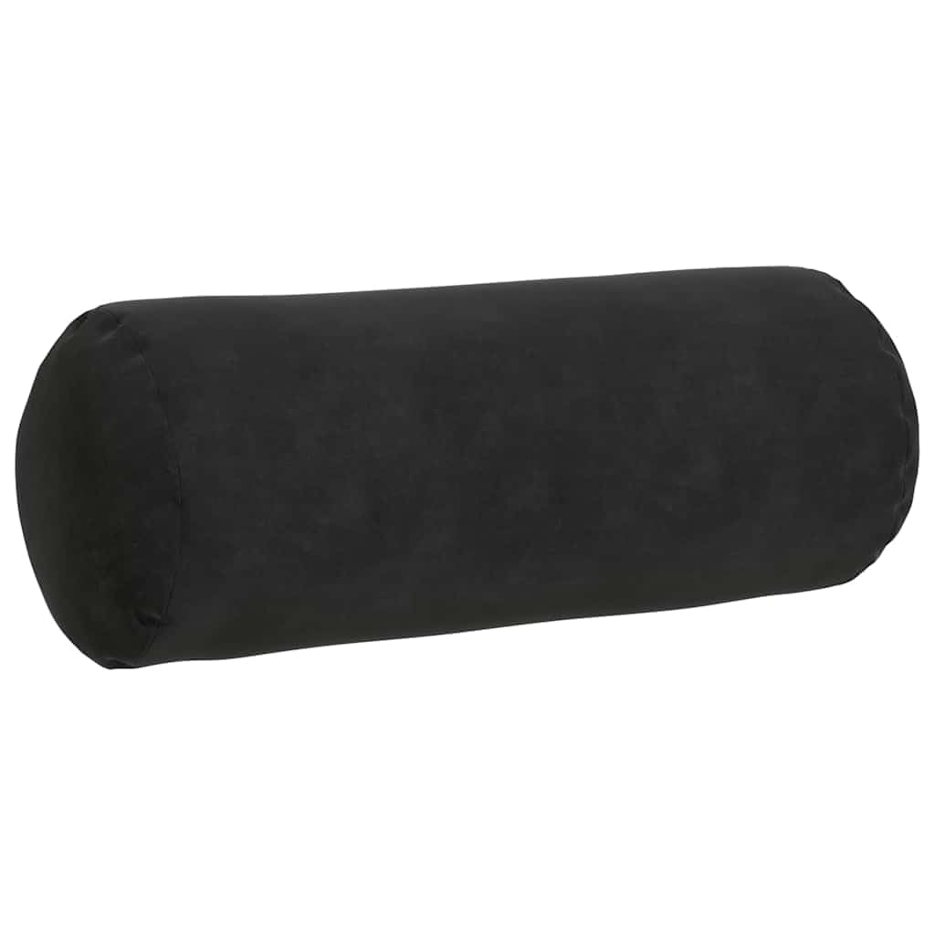 2 cuscini imbottiti neri Ø 15 x 40 cm, morbido tessuto a coste, sfoderabile, imbottitura in poliestere, per divano, letto e sedia