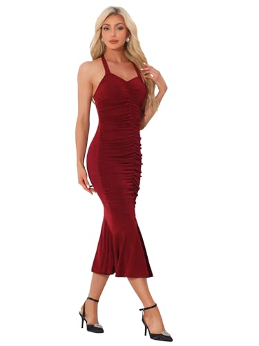 Robe de cocktail chic au fini drapé exclusif Allegra K