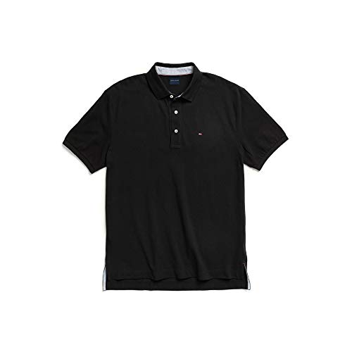Tommy Hilfiger Men's Adaptive Polo Shirt with Magnetic Buttons Classic Fit, The Deep Black, X-Large