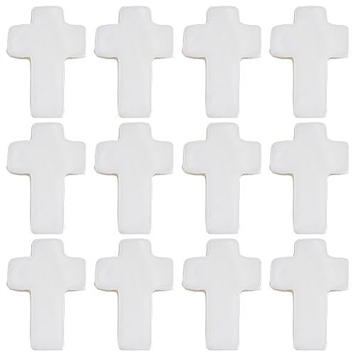 SUNNYCLUE 1 Box About 46Pcs Cross Beads Mini Cross Charms Natural Sea Shell Cross Bead Small White Crucifix Beads Bulk Tiny Crosses Loose Spacer Beads for Jewellery Making Beading Kits DIY Supplies