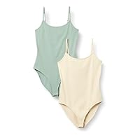 Amazon Essentials Damen Cami-Body mit schmaler Passform, 2er-Pack, Beige/Helles Salbeigrün, XL