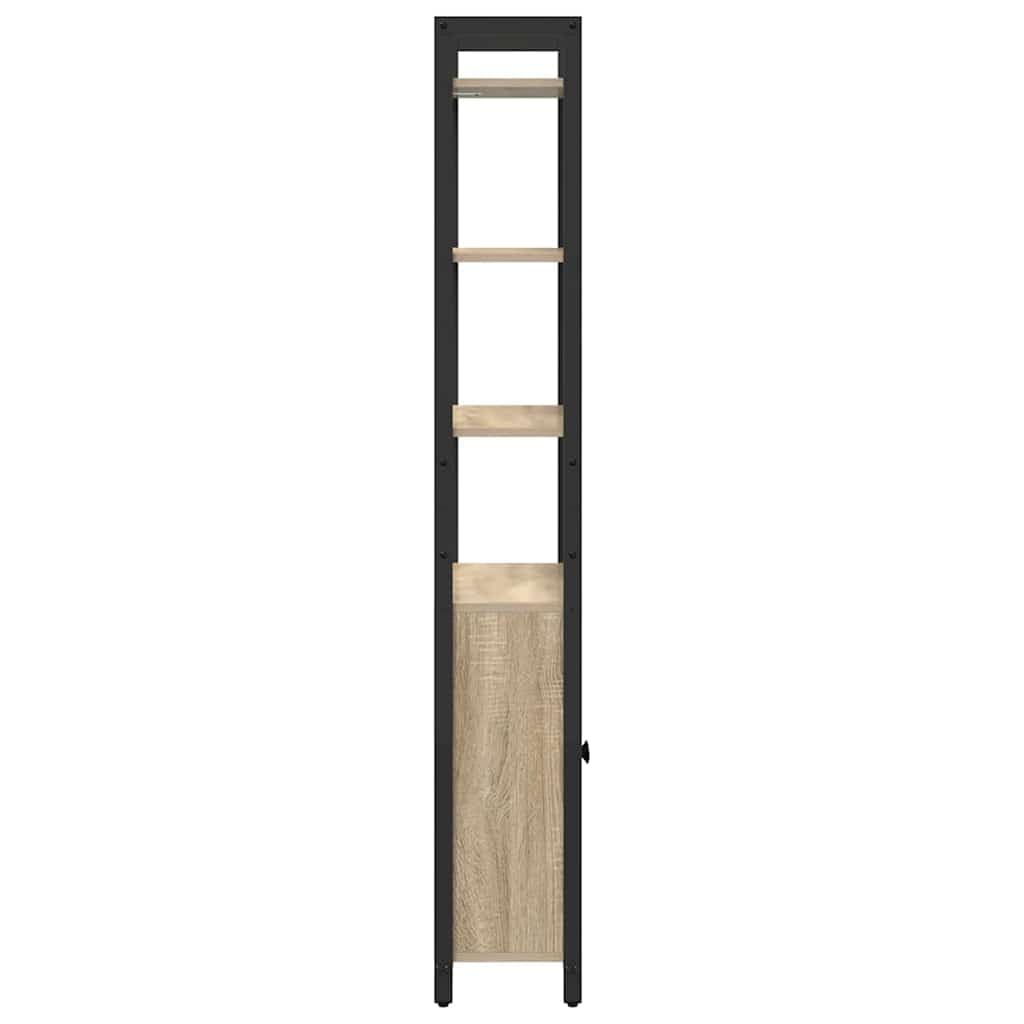 Regał na książki dąb Sonoma 60 x 24 x 161 cm, materiał drewnopochodny, 6 przegródek, 1 drzwi, nowoczesny design, trwały