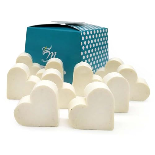 Caja regalo 10 jabones aromáticos en forma de corazón - Regalo original y versátil para sorprender en cualquier ocasión - Elaborados con glicerina vegetal - Aroma: Coco
