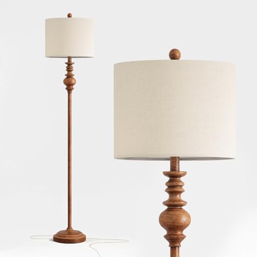 Image of BOBOMOMO 64.25 inch Rustic Floor Lamp for Living Room, Tall Antique Brown Standing Lamp with Rotary Switch, Vintage Reading Lamp for Bedroom, Office & Study, Farmhouse Home Decor Corner Lamp