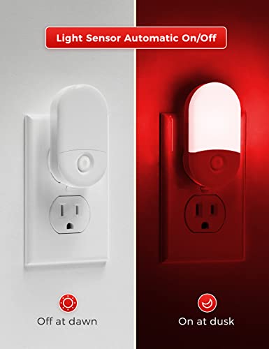 Image of L LOHAS LED Red Night Light, Night Lights Plug into Wall[2 Pack] | 0.6W LED Night Light, Dusk to Dawn Sensor, 30 /60LM Adjustable Brightness, Night Light for Kid, Bathroom, Nursery, Hallway