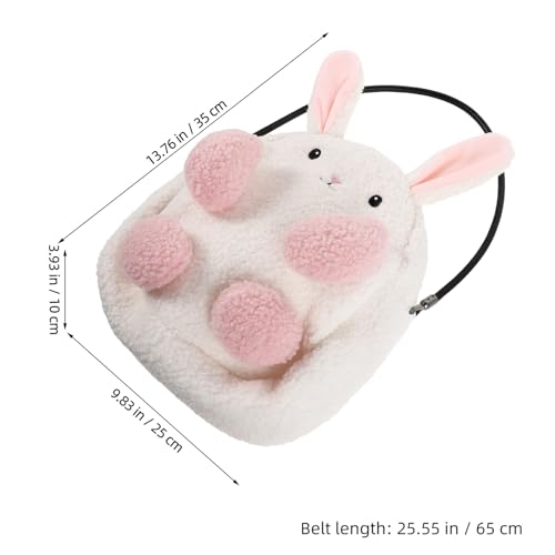 Sac à main doux en peluche beige avec grosse capacité lapin - 3