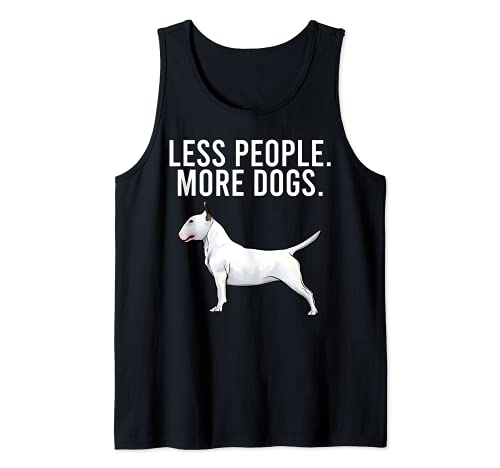 Less People More Dogs Bull Terrier Funny Introvert Tank Top, Black
