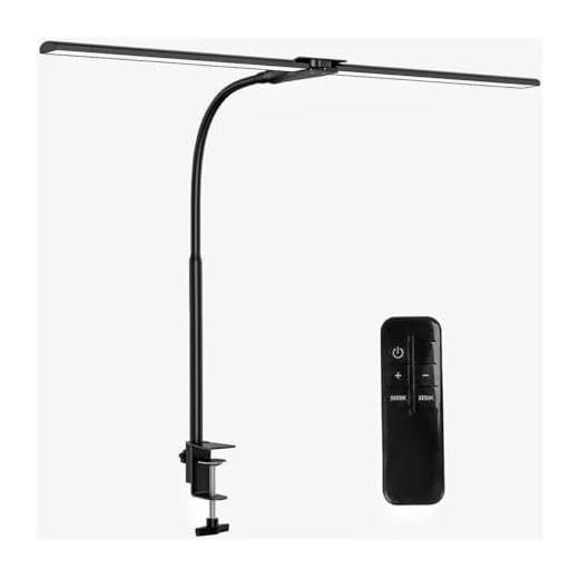 Luminária de mesa LED para escritório, luminária de mesa dupla brilhante com braçadeira, 5 modos de cor regulável, luminária de mesa de arquiteto para bancada de trabalho, monitor, leitura, estudo