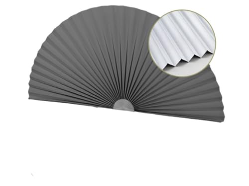 Arch Window Shade Blackout Blind for Window Pleated Punch-Free Nonwoven Fabric Arched Self-Adhesive Window Shade Curtain Bedroom Front Door Decor (1, Gray, 36