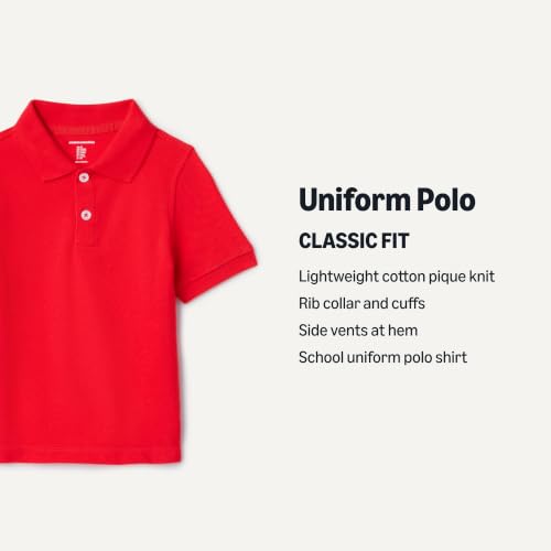 Image of Amazon Essentials Toddler Boys' School Uniform Short-Sleeve Pique Polo Shirts, Breathable Cotton, Button Closure, Multipacks