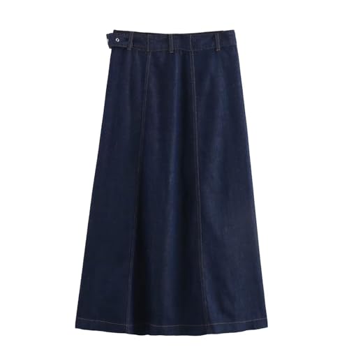 French Minimalist Split Straight Leg Skirt Women Fashion Ladies Sashes High Waist Midi Denim Skirt4