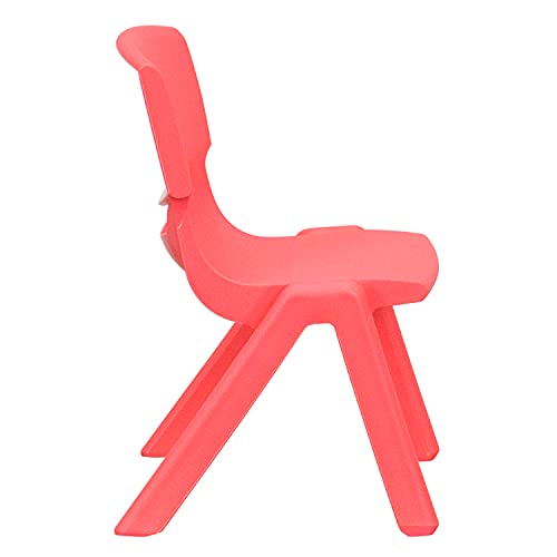 Image of EMMA + OLIVER Red Plastic Stackable School Chair, 10.5 inch Seat, 4-Pack