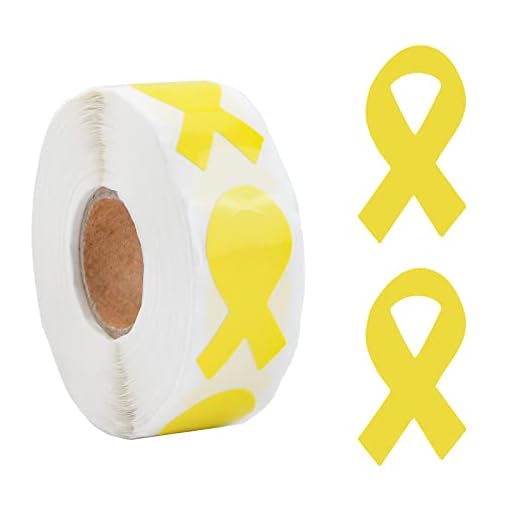 Wandic Pegatina de cinta amarilla,500 PCS Etiquetas de conciencia de cinta amarilla Roll Yellow Hope Sarcoma Cáncer Conciencia de cáncer Sellado de paquete de cintas para bolsas de letras de regalo