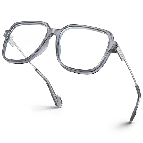 Image of VISOONE Oversized Blue Light Blocking Glasses with Chic Square TR90 Frame and Metal Temple for Women Men Ryan
