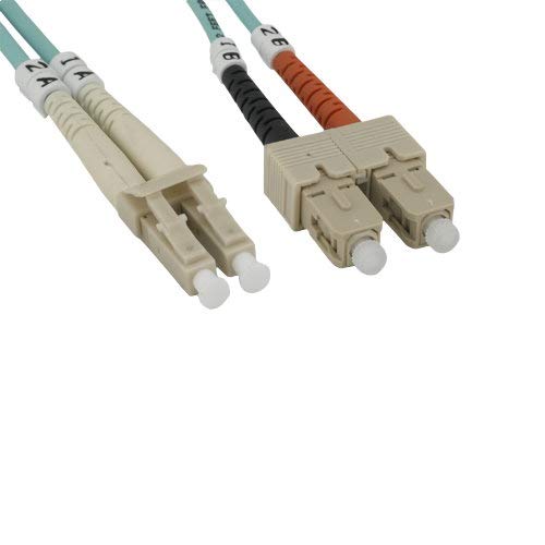KENTEK 20 Meter 20M Fiber Optic Cable LC to SC LC/SC 10GB OM3 2.0mm OD Multi-Mode Duplex 50/125 Aqua Fiber Patch Cord Ethernet