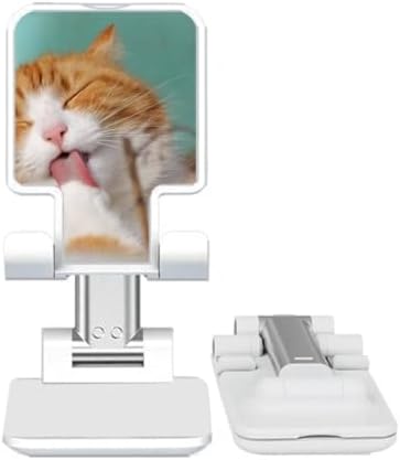 DIYthinker Yellow Stripes Cat Pet Animal Lick Adjustable Cell Phone Stand Desk Foldable image 2