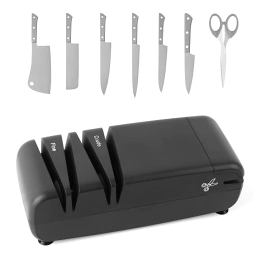 Electric Knife Sharpener, 2 Stage Knife Sharpener Electric for Home, Multifunctional Knives Scissors Sharpening Machine with 5 Bevel Groove, Pure Copper Motor, Overheat Protection