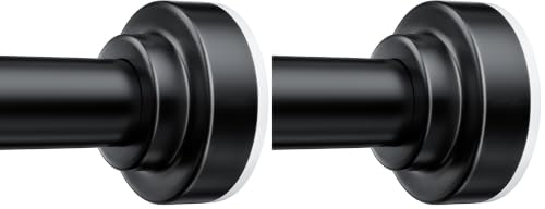 Image of TEECK Shower Curtain Rod, 32-80 inch Adjustable Spring Tension Curtain Rod, Never Rust Anti-Slip Shower Curtain Rod for Bathroom, No Drilling, Never Collapse, Easy to Use, Black (Pack of 2)