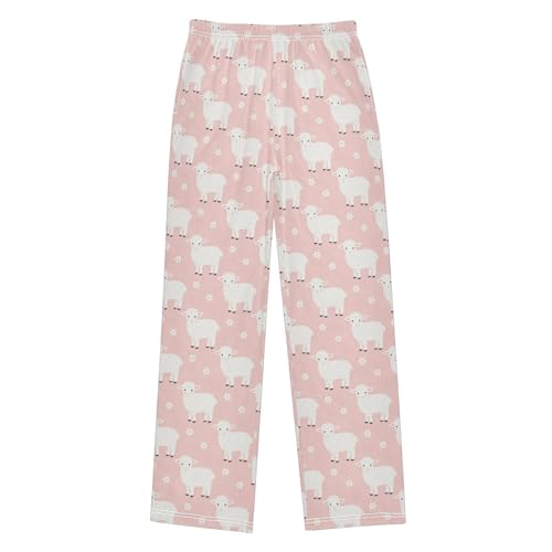 Yuiboo Plush Lamb Cute Youth Lounge Pajama Pants Loose Pj Bottoms Sleepwear Houses With 2 Pockets 6-8Y