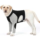 Kuoser Hund OP Body Vorderbein Leckschutz mit Ellbogenschutz, Hundebody nach Operation, verhindert Lecken & Beißen, Atmungsaktiver Wundschutzanzug Hunde, Schwarz 3XL