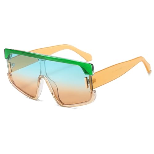 Lunettes de soleil oversize punk vintage monobloc bleu-gris femme