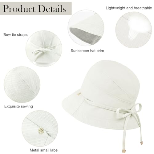 Image of SANNIDHI Sun Hats for Women Bucket Hat for Women, Wide Brim Summer UV Protection Beach Hat, Outdoor Casual Womens Hats with Chin Strap, Fashion Ladies