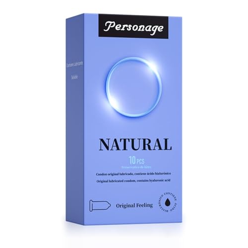 PERSONAGE Condones Ultra Finos con Ácido Hialurónico, 10 Unidades, Doble Lubricación para Mayor Comodidad, 0.04mm, Material de Látex Natural, Sin Olor, Lubricación Duradera y Rápida Absorción