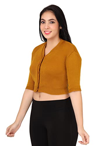 Image of Women Winter Wear V-Neck Half Sleeves Regular Fit Woollen Blouse