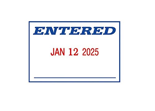 2000 Plus 4-In-1 Message Date Stamp, Entered, Faxed, Received, Paid, Self-Inking, 1"-3/4" X 1-1/8" Impression, Red And Blue Ink (011035) #TOP5