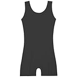 Nymphperi Girls Gymnastics Leotard Size 5-6 Years Old Black Classic Unitards with Shorts Solid Sleeveless Ballet Dancewear for Birthday Party Quick-Dry