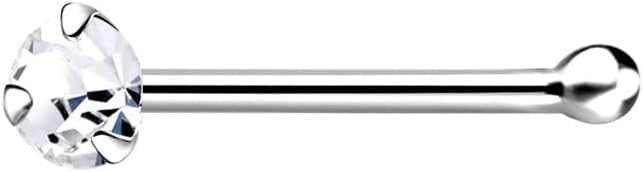 925 Sterling Silver Nose Bone Stud with Small 2mm CZ