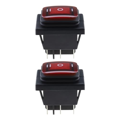 Be In Your Mind Lot de 2 interrupteurs à bascule avec lumière LED rouge 3 positions marche/arrêt 6 broches 16 A 250 V/20 A 125 V étanche pour voiture, moto, bateau